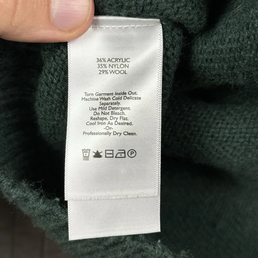 Eddie Bauer Sweater Men's XL Tall Green Wool‎ Blend Nordic Fair Isle Fisherman - Picture 6 of 10
